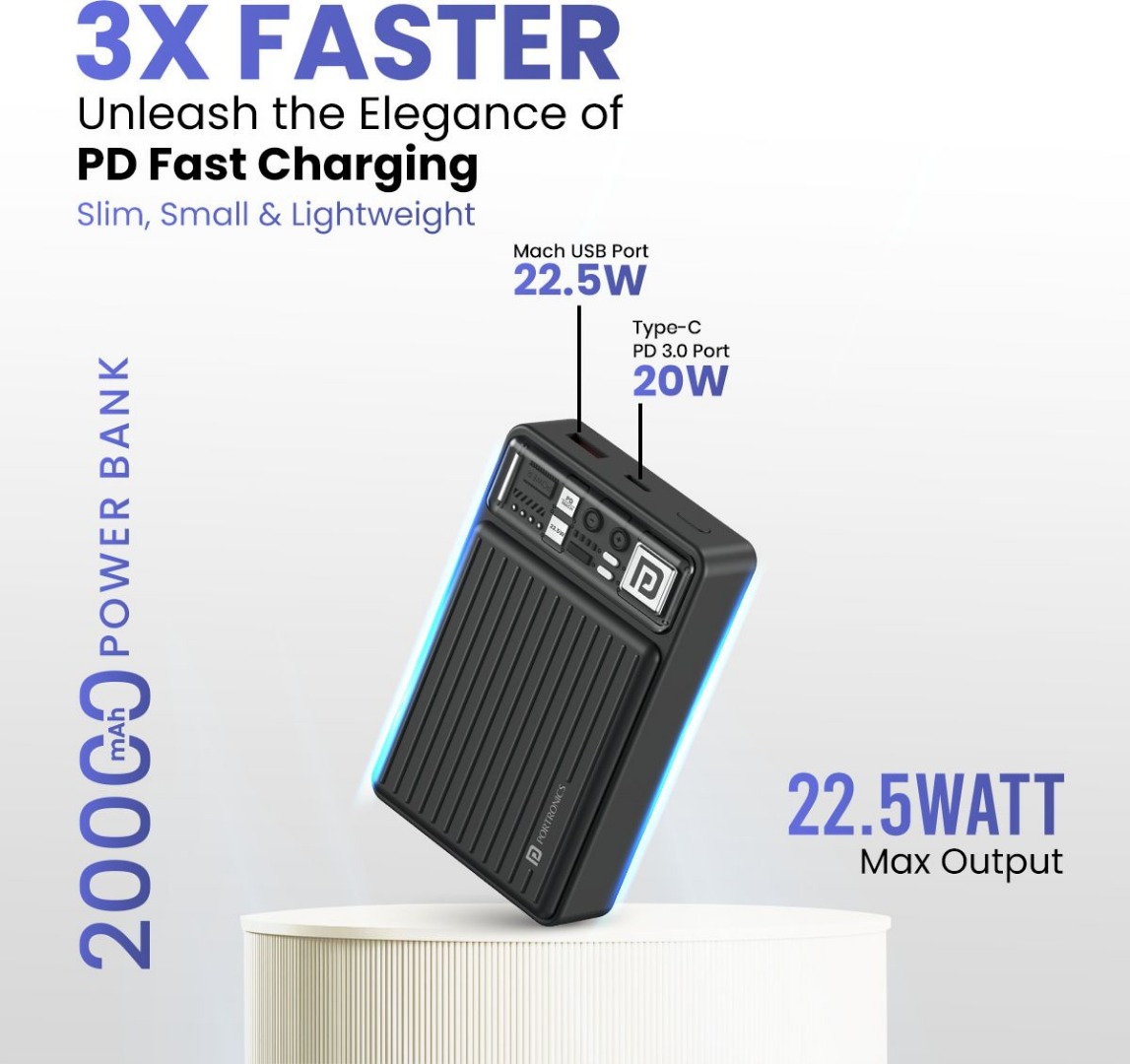 Portronics 20000 mAh 22.5 W Pocket Size Power Bank Power Bank