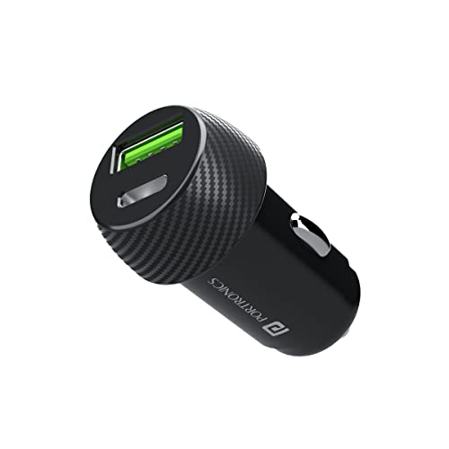 Portronics 20W Car Power 7 Car Charger with Dual Output (Type-C PD + USB), Fast Charging, Adapter Compatible for Most Cars & Cellular Phones
