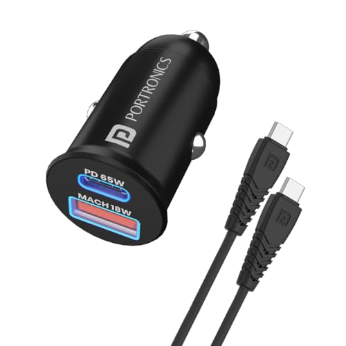 Portronics 65 Watts Car Power 65 Dual Output Fast Car Charger