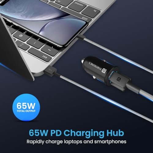 Portronics 65 Watts Car Power 65 Dual Output Fast Car Charger