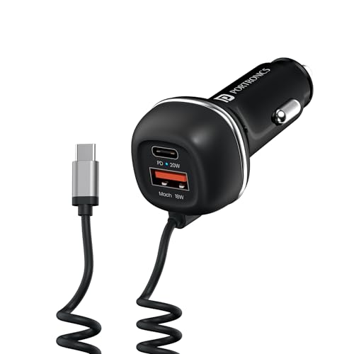 Portronics 71W Car Power 1C Triple Output Fast Car Charger for iPhone & Android Smartphone