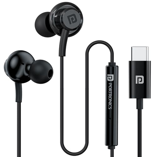 Portronics Conch Gamma C in Ear Type C Wired Earphones with in Line HD Mic & Magnetic Earbuds