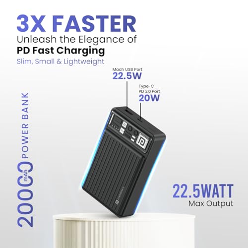 Portronics Luxcell Mini 20K Advanced 20000 mAh Smallest Power Bank with 22.5W Max Output