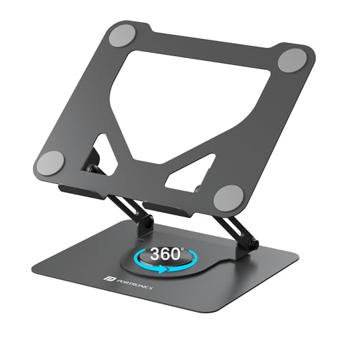 Portronics My Buddy K11 Metal Laptop Stand with 360° Rotation, 10 kg Max Weight for Laptops & MacBook