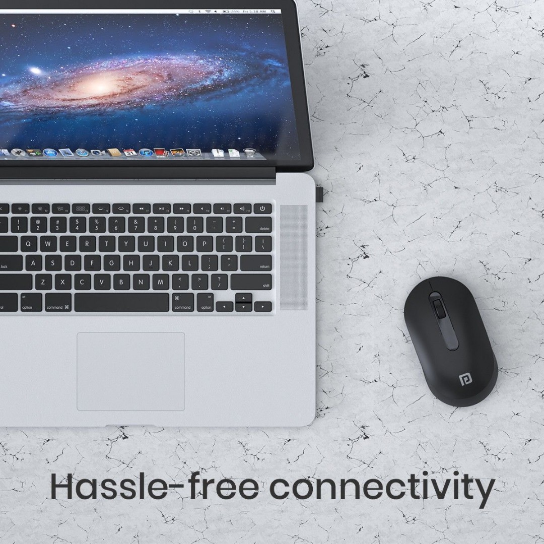 Portronics Toad 13, POR 1381 / Runs on single AA Battery,30 Lakhs+ click life,Upto 1200 DPI Wireless Ambidextrous Optical Mouse  (2.4GHz Wireless, Black)