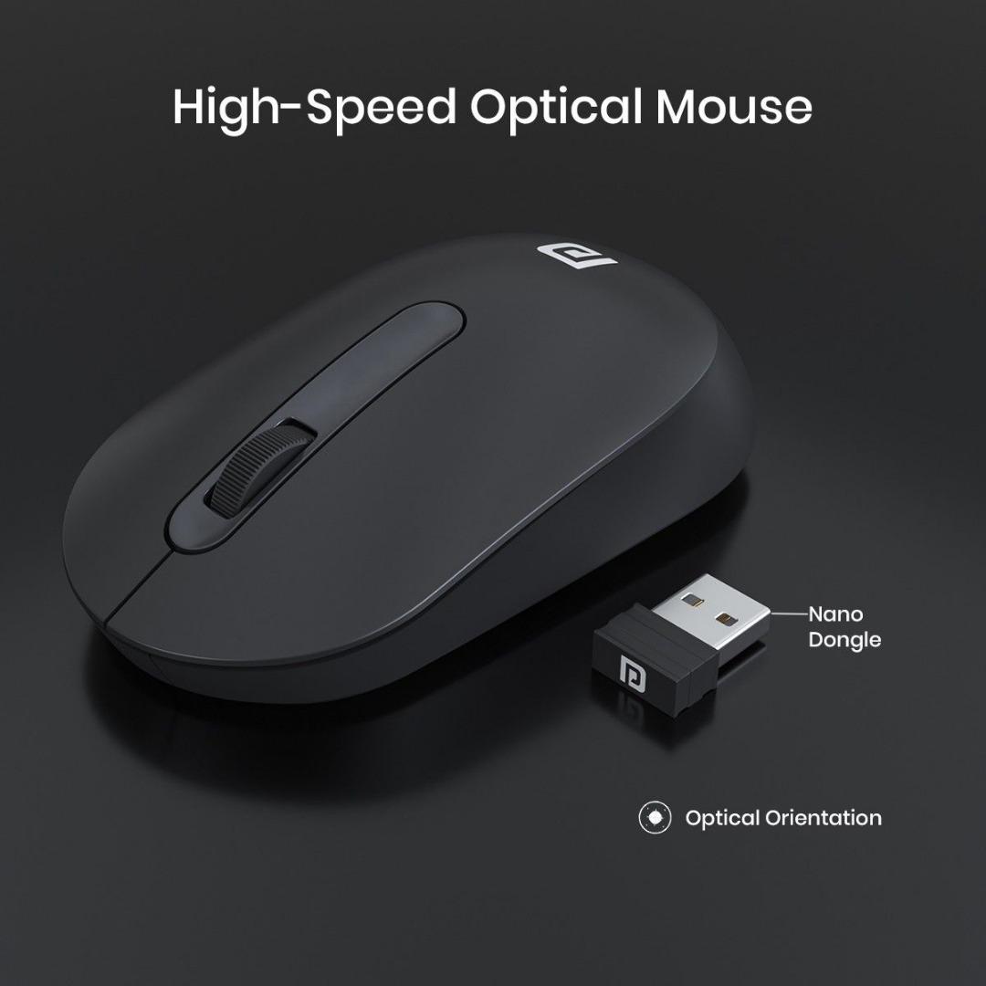 Portronics Toad 13, POR 1381 / Runs on single AA Battery,30 Lakhs+ click life,Upto 1200 DPI Wireless Ambidextrous Optical Mouse  (2.4GHz Wireless, Black)