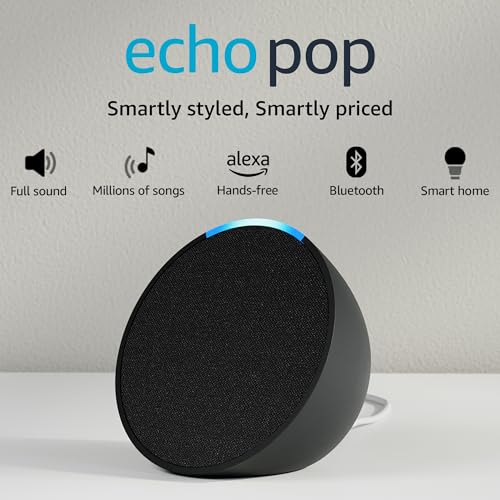 Amazon Echo Pop| Smart speaker with Alexa and Bluetooth| Loud sound, balanced bass, crisp vocals