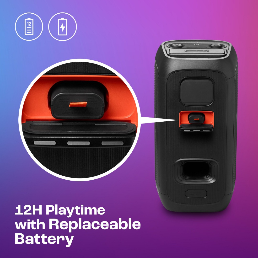 JBL Partybox 120, AI Sound Boost, Futuristic Light Show, Upto 12Hrs Playtime Party