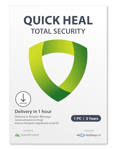 Quick Heal | Total Security | 1 User | 3 Years | AI Based Device Security for Windows PC | Banking and Browsing Protection