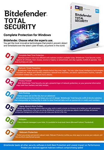 Bitdefender - 3 Computer,3 Years - Total Security | Windows | Latest Version | Email Delivery in 2 Hours- No CD