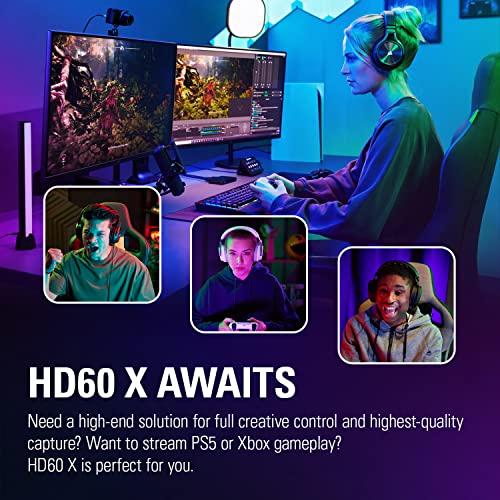 Elgato HD60 X — 1080p60 HDR10 or 4K30 recording with ultra-low latency for PS5, Xbox, PC, Mac, and OBS