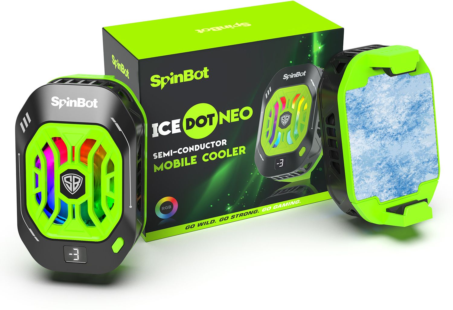 SpinBot IceDot Neo semi-conductor based Mobile Cooler with Temperature Display|RGB Light  Gaming Accessory Kit