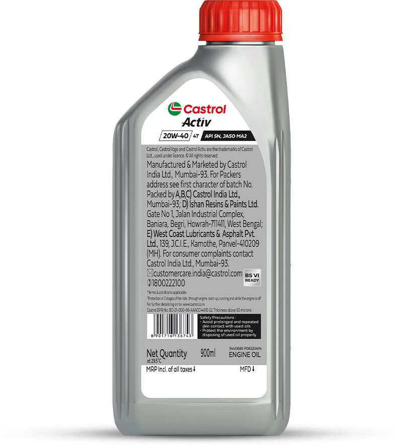 Castrol Activ 4T 20W-40 Petrol Synthetic Blend Engine Oil