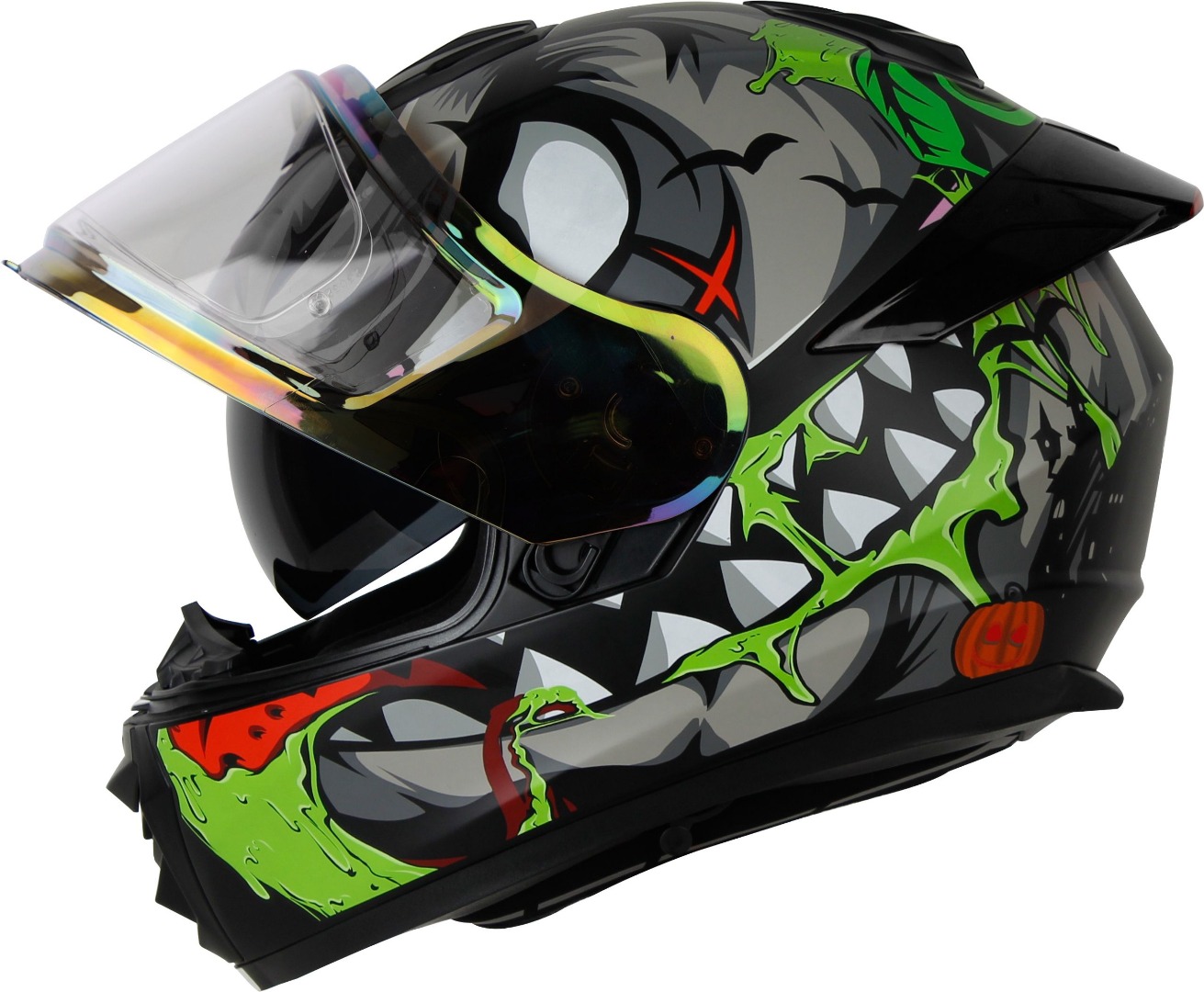 IGNYTE IGN-8 Pumpkin ISI/DOT Certified Full Face Graphic Helmet with Inner Sun Shield Motorbike Helmet