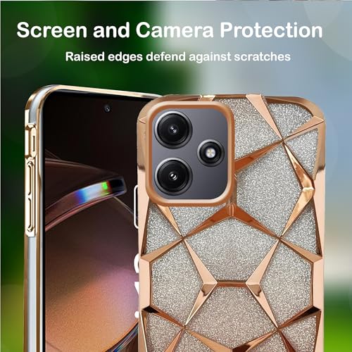 Glitter Case Compatible for Xiaomi Redmi 12 5G (Gold)