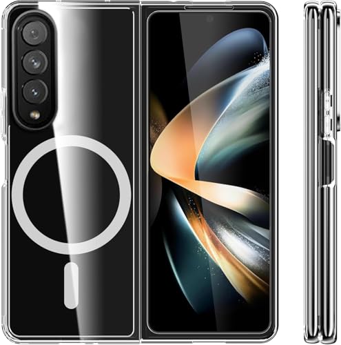 JGD PRODUCTS Magnetic Silicone Case for Samsung Galaxy Z Fold 3 5G Compatible with MagSafe (Clear)
