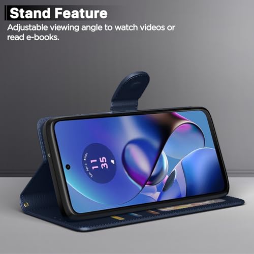 Pikkme Flip Cover Leather Finish for Moto G54 5G / G64 5G(Blue)