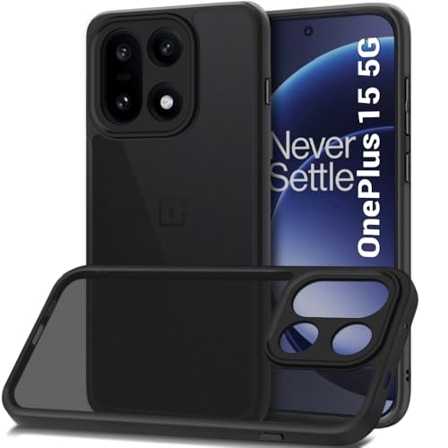 TheGiftKart Hybrid Shockproof Back Cover Case for OnePlus 15 5G (PC & TPU, Translucent Smoke Matte Back, Black Sides)