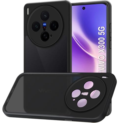 TheGiftKart Hybrid Shockproof Back Cover Case for Vivo X300 5G (PC & TPU, Translucent Smoke Matte Back, Black Sides)