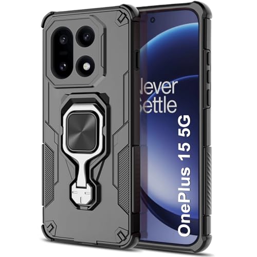 TheGiftKart Tough Armor Bumper Back Case Cover for OnePlus 15 5G (PC & TPU, Black)