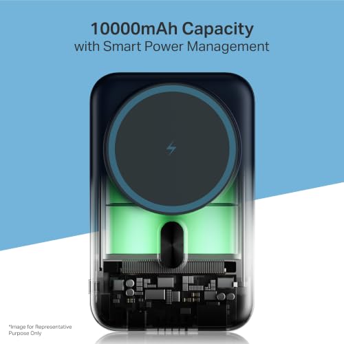boAt EnergyShroom PB331 (Magsafe) 10000mAh Magnetic Wireless Powerbank, 15W Wireless & 22.5W Wired Charging for (iPhone 16, 15, 14, 13 & 12, Android & Other Qi Enabled Devices)(Deep Blue)
