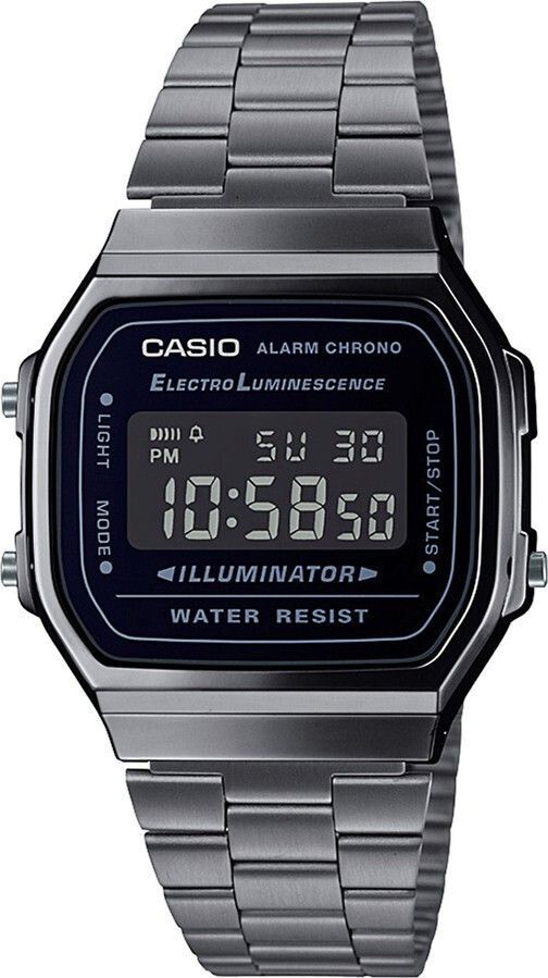 CASIO A168WGG-1BDF Vintage A168WGG-1BDF Black Dial Black Stainless Steel Band Digital Watch  - For Men & Women