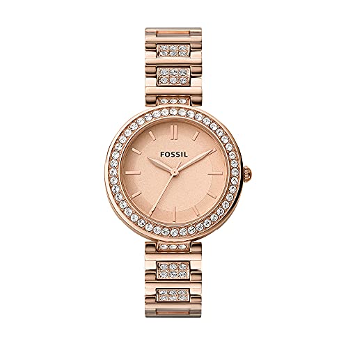Fossil Stainless Steel Women Karli Rose Gold Dial Analog Watch Bq3181, Rose Gold Band