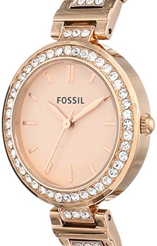Fossil Stainless Steel Women Karli Rose Gold Dial Analog Watch Bq3181, Rose Gold Band