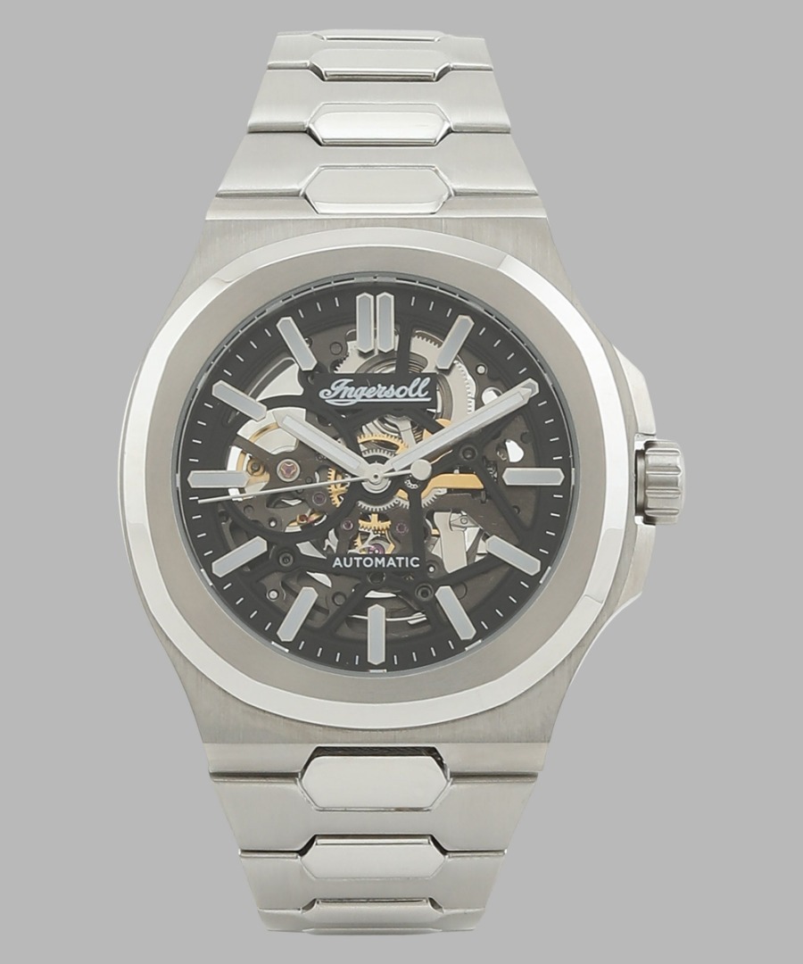Ingersoll I12501 Mechanical Automatic Black skeleton Dial With Lifetime Warranty Analog Watch  - For Men