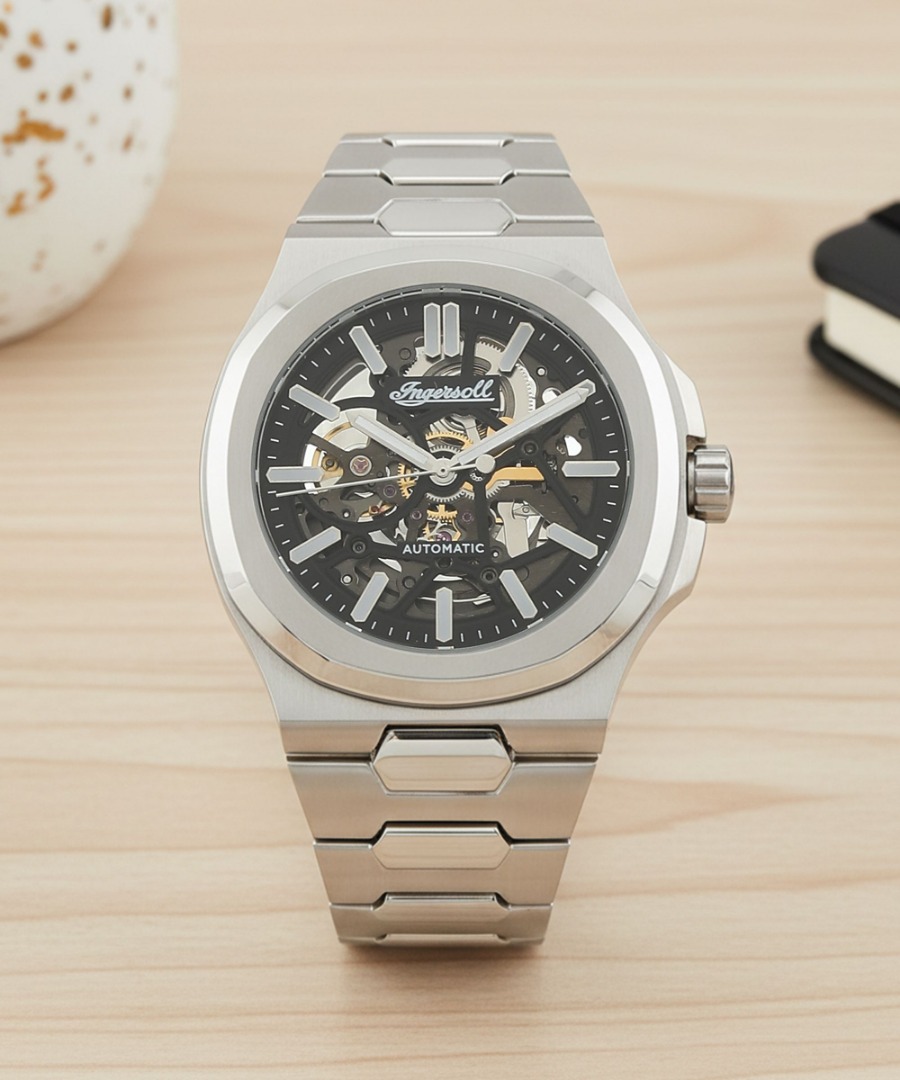 Ingersoll I12501 Mechanical Automatic Black skeleton Dial With Lifetime Warranty Analog Watch  - For Men