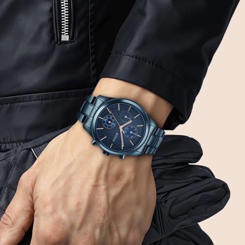 Titan Neo Splash Blue Dial Quartz Multifunction Stainless Steel Strap Watch for Men-NS1805QM01