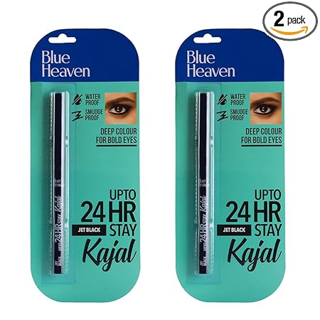 Blue Heaven 24 Hr stay Kajal Black waterproof, Pack of 2