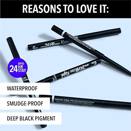 Blue Heaven 24 Hr stay Kajal Black waterproof, Pack of 2