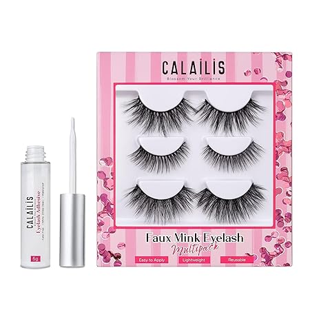 Calasilis False Eyelash 3 Pairs with 5g False Eyelash Glue