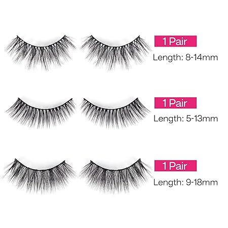 Calasilis False Eyelash 3 Pairs with 5g False Eyelash Glue