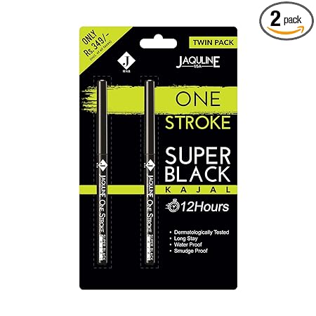 Jaquline USA Onestroke Super Black Kajal Twin Pack, Pack Of 2