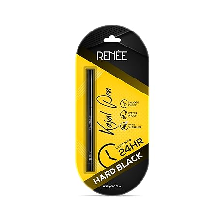 RENEE Hard Black Kajal Pen with Sharpener