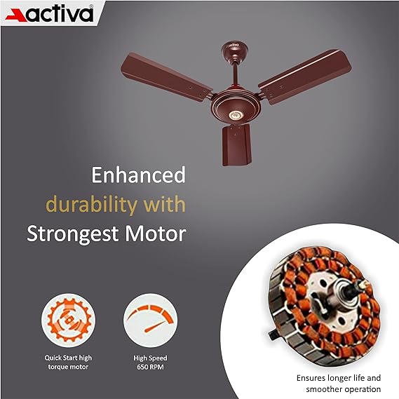 Activa Apsra Brown 900 mm Sweep Ceiling Fan