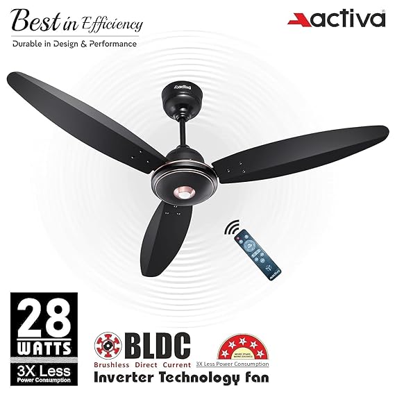 Activa Gracia 1200 mm 3 Blade Ceiling Fan With Led Light & Remote