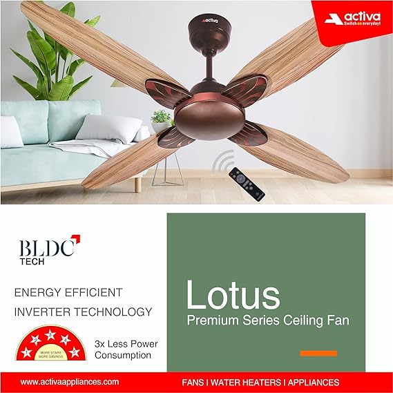 Activa Premium Series Lotus 1200 mm Noiseless Wood Ceiling Fan