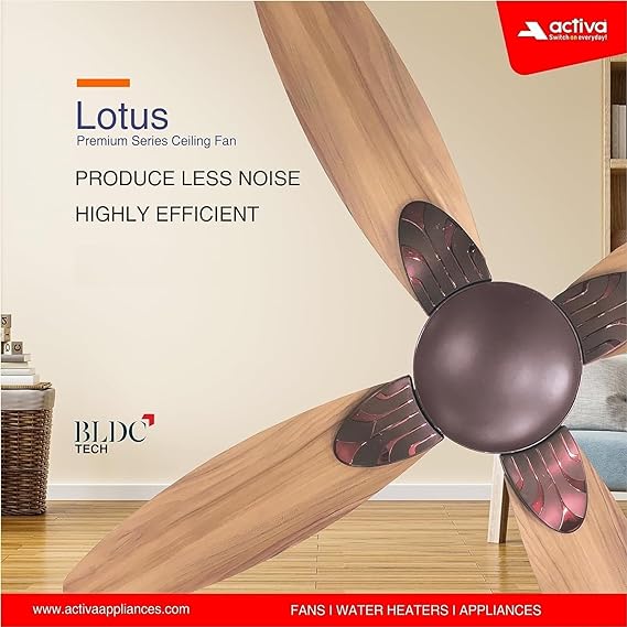 Activa Premium Series Lotus 1200 mm Noiseless Wood Ceiling Fan