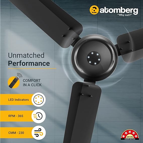 Atomberg Efficio Alpha 1200 mm Classic Ceiling Fans With Remote Control & Led Indicators