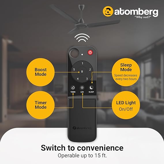 Atomberg Efficio Alpha 1200 mm Classic Ceiling Fans With Remote Control & Led Indicators