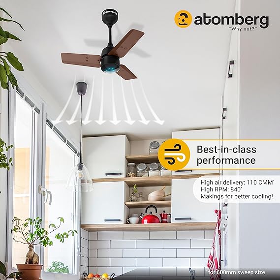 Atomberg Renesa 900 mm 5 Star Rated Sleek Ceiling Fans With Remote Control & Led Indicators