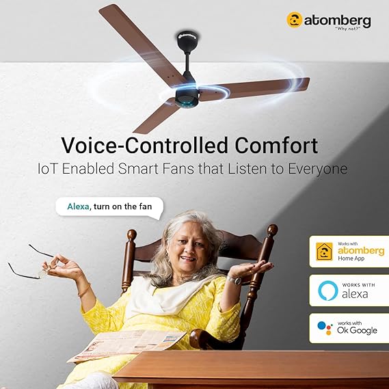 Atomberg Renesa Smart 1200 mm 5 Star Rated Ceiling Fan With IoT And Remote & Led Indicators