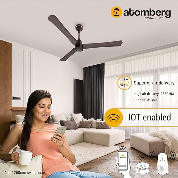 Atomberg Renesa Smart+ 1200 mm 5 Star Rated Ceiling Fan With IoT, Remote & Led Indicators