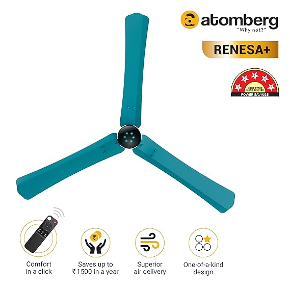 Atomberg Renesa+ 1200 mm 5 Star Rated Sleek Ceiling Fans With Remote Control & Led Indicators