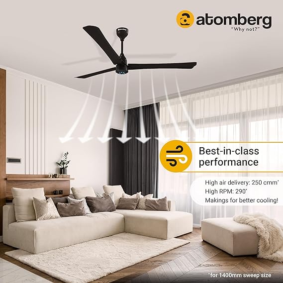 Atomberg Renesa+ 1400 mm 5 Star Rated Ceiling Fans For Home With Remote Control & Led Lights