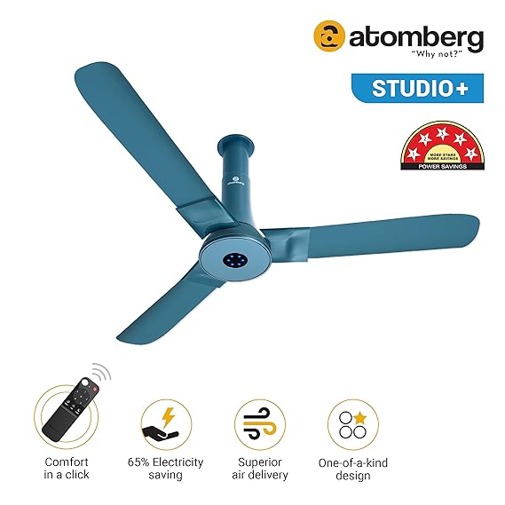 Atomberg Studio+ 1200 mm 5 Star Rated Ceiling Fans with Remote Control & Led Lights