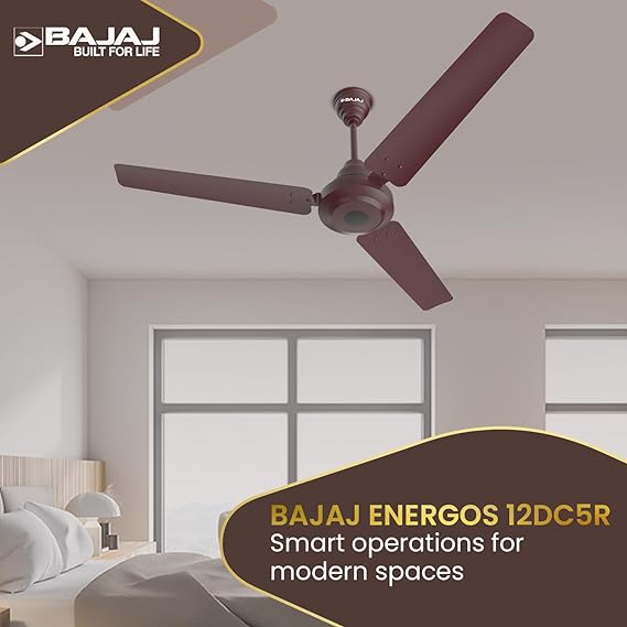Bajaj Energos 12Dc5R 1200 mm 5 Star Rated Ceiling Fan with Remote Control